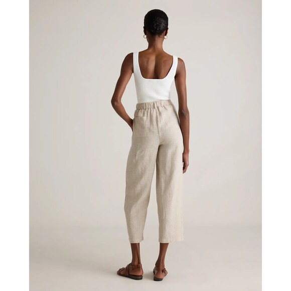 Quince Women Pant 100% European Linen Color Flax Pull On Elastic Waist Size XS - Picture 4 of 12